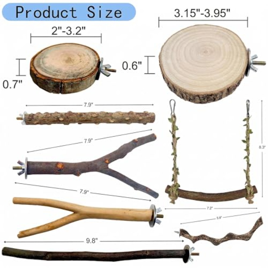 8PCS natural wood bird perches - Health & Wellness Programs review and price