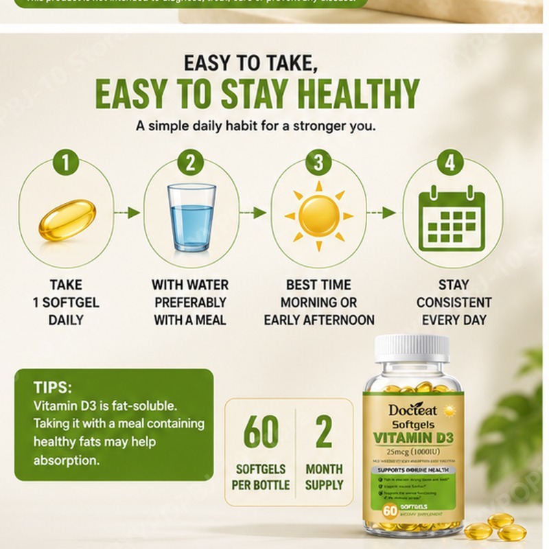 Docteat Vitamin D3 Softgels 25 - Health Wellness Vitamins review and price